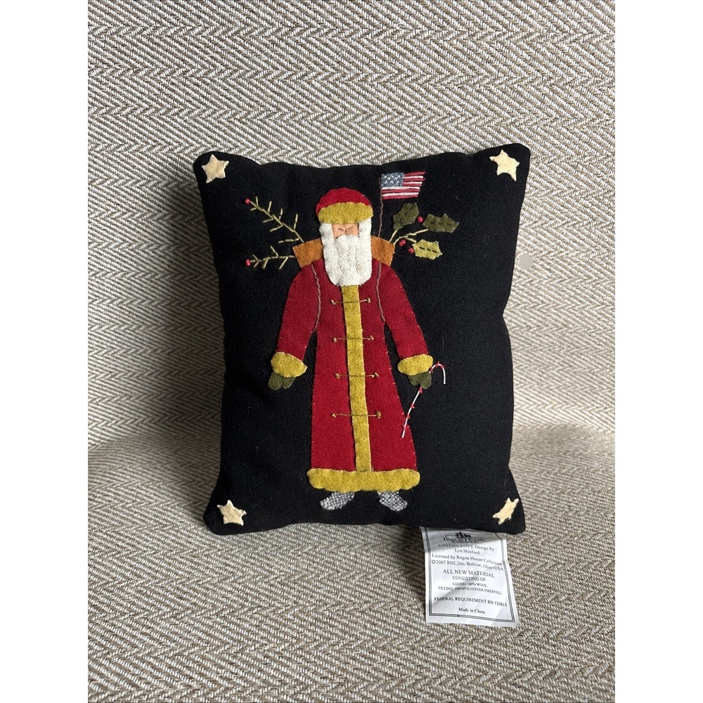 Ragon Felt House Santa‎ Primitive  Christmas Throw Pillow New